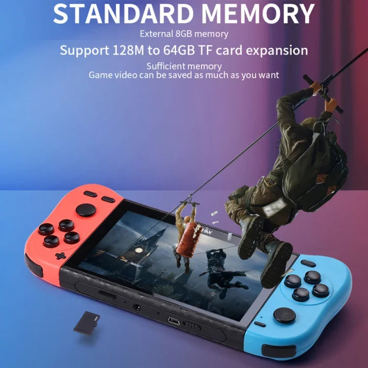 X50 Max Handheld-Spielkonsole mit 5,1-Zoll-Bildschirm für zwei Spieler mit über 6000 Spielen, X50 Max / Schwarz, X50 Max / Rot+Blau