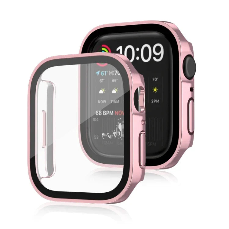 Wasserdichter 2-in-1-PC-Rahmen + Schutzhülle aus gehärtetem Glas, für Apple Watch Series 9/8/7 (45 mm), Apple Watch Series 9/8/7 (41 mm), Apple Watch Series 6/5/4/SE (44 mm) und Apple Watch Series 6/5/4/SE (40 mm)