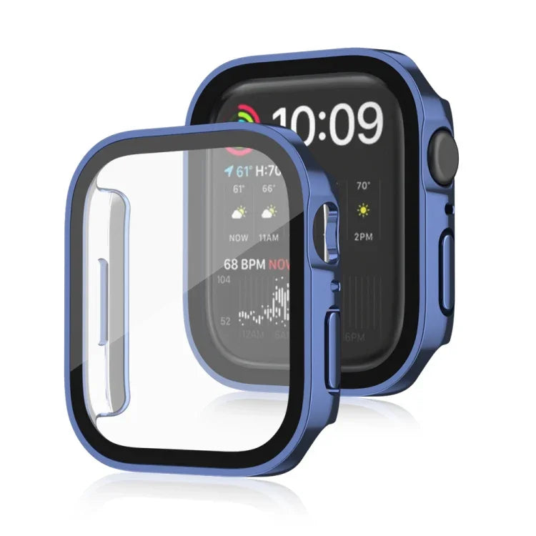Wasserdichter 2-in-1-PC-Rahmen + Schutzhülle aus gehärtetem Glas, für Apple Watch Series 9/8/7 (45 mm), Apple Watch Series 9/8/7 (41 mm), Apple Watch Series 6/5/4/SE (44 mm) und Apple Watch Series 6/5/4/SE (40 mm)
