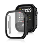 Wasserdichter 2-in-1-PC-Rahmen + Schutzhülle aus gehärtetem Glas, für Apple Watch Series 9/8/7 (45 mm), Apple Watch Series 9/8/7 (41 mm), Apple Watch Series 6/5/4/SE (44 mm) und Apple Watch Series 6/5/4/SE (40 mm)