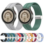 Faltbares silbernes Silikon-Uhrenarmband mit Dornschließe, passend für Samsung Galaxy Watch5 40 &amp; 44 mm / Pro 45 mm