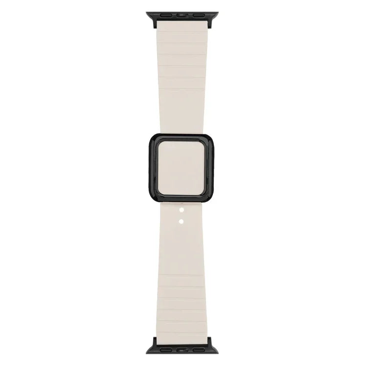 Black Square Buckle Silicone Watch Band For Apple Watch Series, 7 45mm / 6&SE&5&4 44mm / 3&2&1 42mm, 7 41mm / 6&SE&5&4 40mm / 3&2&1 38mm