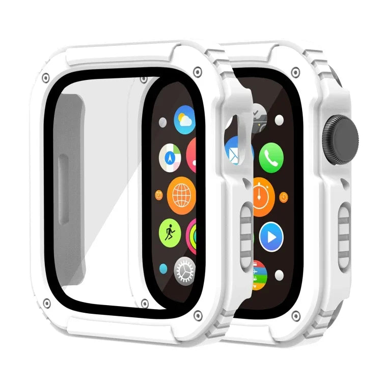 2-in-1-Schutzfolie aus gehärtetem Glas für Apple Watch Series 9/8/7 (45 mm), Apple Watch Series 9/8/7 (41 mm), Apple Watch Series 6/5/4/SE (44 mm), Apple Watch Series 6/5/4/SE (40 mm), Apple Watch Series 3, 2 und 1 (42 mm)...