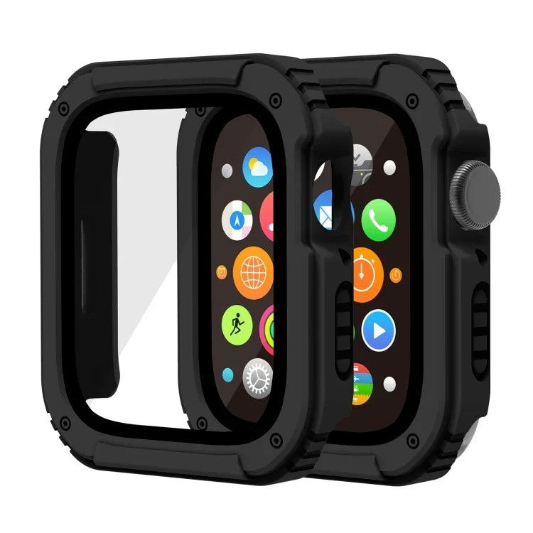 2-in-1-Schutzfolie aus gehärtetem Glas für Apple Watch Series 9/8/7 (45 mm), Apple Watch Series 9/8/7 (41 mm), Apple Watch Series 6/5/4/SE (44 mm), Apple Watch Series 6/5/4/SE (40 mm), Apple Watch Series 3, 2 und 1 (42 mm)...