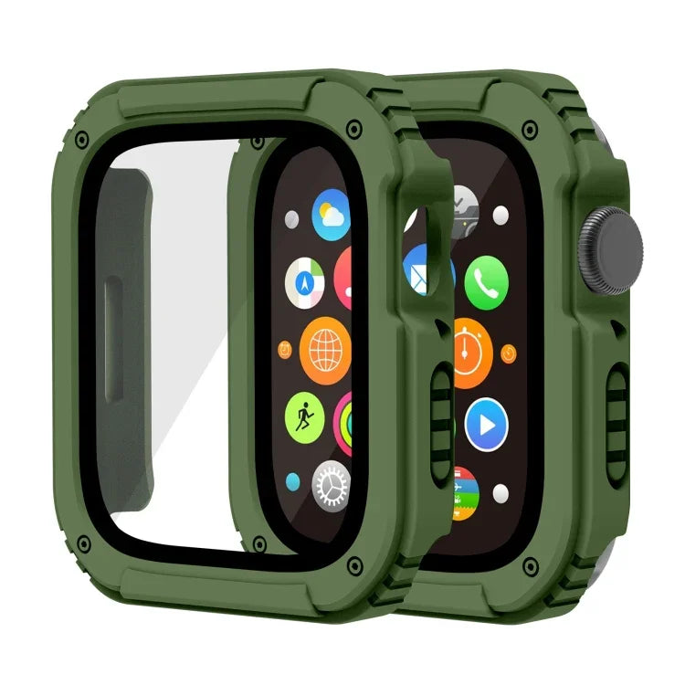 2-in-1-Schutzfolie aus gehärtetem Glas für Apple Watch Series 9/8/7 (45 mm), Apple Watch Series 9/8/7 (41 mm), Apple Watch Series 6/5/4/SE (44 mm), Apple Watch Series 6/5/4/SE (40 mm), Apple Watch Series 3, 2 und 1 (42 mm)...