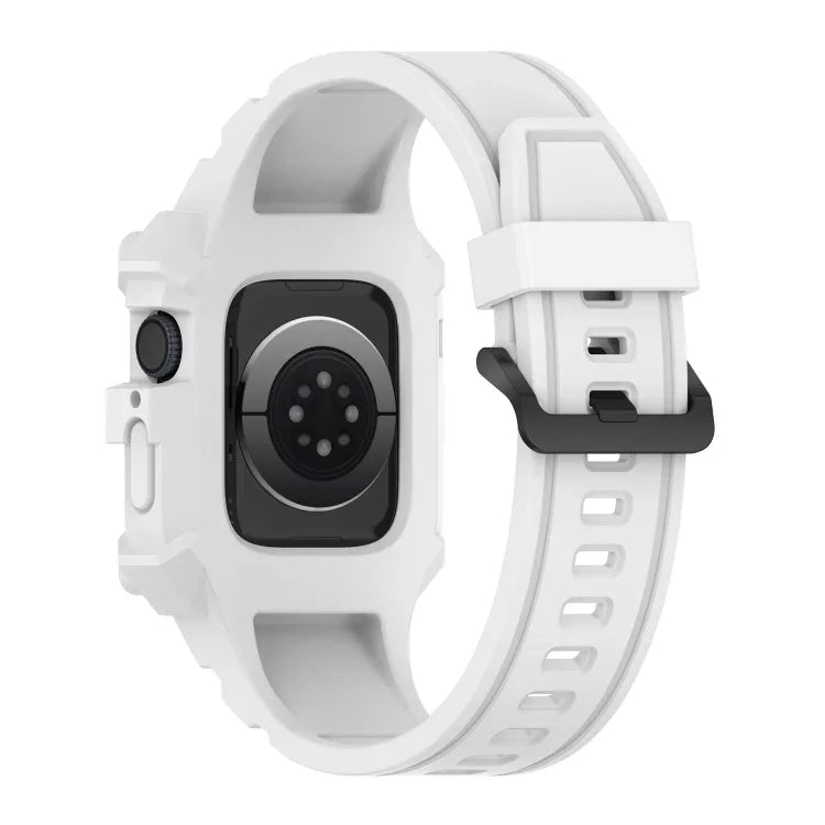 Integriertes Silikonarmband für Apple Watch Series 7 (45 mm), 6, SE, 5 und 4 (44 mm), 3, 2 und 1 (42 mm), 7 (41 mm), 6, SE, 5 und 4 (40 mm) sowie 3, 2 und 1 (38 mm)