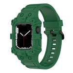 Integriertes Silikonarmband für Apple Watch Series 7 (45 mm), 6, SE, 5 und 4 (44 mm), 3, 2 und 1 (42 mm), 7 (41 mm), 6, SE, 5 und 4 (40 mm) sowie 3, 2 und 1 (38 mm)