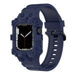 Integriertes Silikonarmband für Apple Watch Series 7 (45 mm), 6, SE, 5 und 4 (44 mm), 3, 2 und 1 (42 mm), 7 (41 mm), 6, SE, 5 und 4 (40 mm) sowie 3, 2 und 1 (38 mm)
