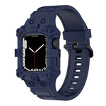 Integriertes Silikonarmband für Apple Watch Series 7 (45 mm), 6, SE, 5 und 4 (44 mm), 3, 2 und 1 (42 mm), 7 (41 mm), 6, SE, 5 und 4 (40 mm) sowie 3, 2 und 1 (38 mm)