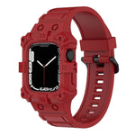 Integriertes Silikonarmband für Apple Watch Series 7 (45 mm), 6, SE, 5 und 4 (44 mm), 3, 2 und 1 (42 mm), 7 (41 mm), 6, SE, 5 und 4 (40 mm) sowie 3, 2 und 1 (38 mm)