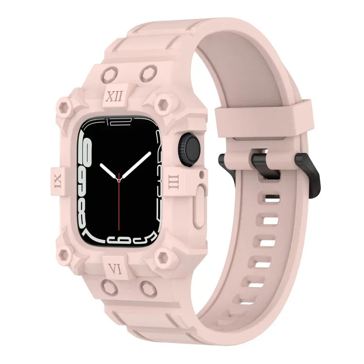 Integriertes Silikonarmband für Apple Watch Series 7 (45 mm), 6, SE, 5 und 4 (44 mm), 3, 2 und 1 (42 mm), 7 (41 mm), 6, SE, 5 und 4 (40 mm) sowie 3, 2 und 1 (38 mm)