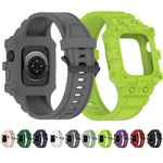 Integriertes Silikonarmband für Apple Watch Series 7 (45 mm), 6, SE, 5 und 4 (44 mm), 3, 2 und 1 (42 mm), 7 (41 mm), 6, SE, 5 und 4 (40 mm) sowie 3, 2 und 1 (38 mm)