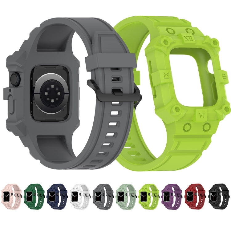 Integriertes Silikonarmband für Apple Watch Series 7 (45 mm), 6, SE, 5 und 4 (44 mm), 3, 2 und 1 (42 mm), 7 (41 mm), 6, SE, 5 und 4 (40 mm) sowie 3, 2 und 1 (38 mm)