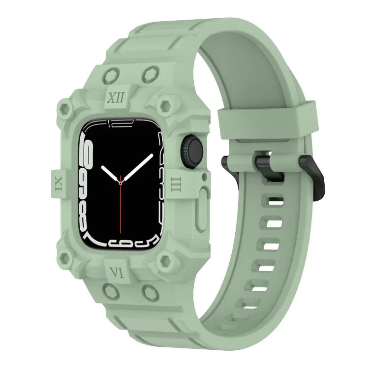 Integriertes Silikonarmband für Apple Watch Series 7 (45 mm), 6, SE, 5 und 4 (44 mm), 3, 2 und 1 (42 mm), 7 (41 mm), 6, SE, 5 und 4 (40 mm) sowie 3, 2 und 1 (38 mm)