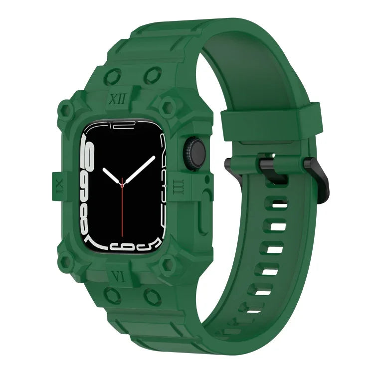 Integriertes Silikonarmband für Apple Watch Series 7 (45 mm), 6, SE, 5 und 4 (44 mm), 3, 2 und 1 (42 mm), 7 (41 mm), 6, SE, 5 und 4 (40 mm) sowie 3, 2 und 1 (38 mm)