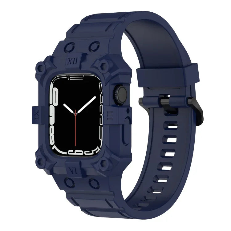 Integriertes Silikonarmband für Apple Watch Series 7 (45 mm), 6, SE, 5 und 4 (44 mm), 3, 2 und 1 (42 mm), 7 (41 mm), 6, SE, 5 und 4 (40 mm) sowie 3, 2 und 1 (38 mm)