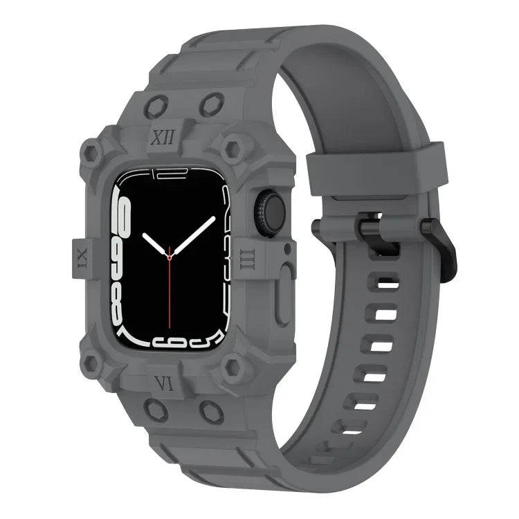Integriertes Silikonarmband für Apple Watch Series 7 (45 mm), 6, SE, 5 und 4 (44 mm), 3, 2 und 1 (42 mm), 7 (41 mm), 6, SE, 5 und 4 (40 mm) sowie 3, 2 und 1 (38 mm)