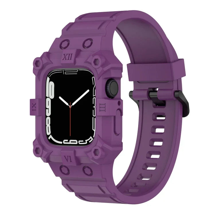 Integriertes Silikonarmband für Apple Watch Series 7 (45 mm), 6, SE, 5 und 4 (44 mm), 3, 2 und 1 (42 mm), 7 (41 mm), 6, SE, 5 und 4 (40 mm) sowie 3, 2 und 1 (38 mm)