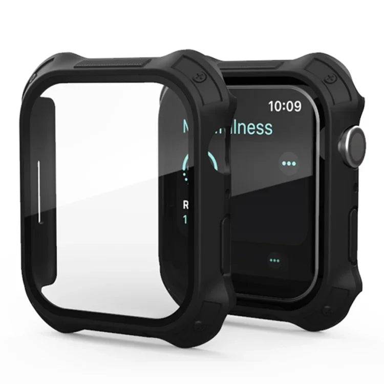 2-in-1 Schutzhülle aus mattiertem Polycarbonat-Rahmen und gehärtetem Glas für Apple Watch Series 9/8/7 (45 mm und 41 mm)