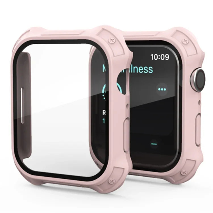 2 in 1 Frosted PC Frame + Screen Tempered Glass Film Protective Case, For Apple Watch Series 9 / 8 / 7 45mm, For Apple Watch Series 9 / 8 / 7 41mm