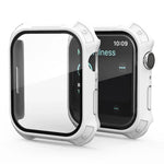 2 in 1 Frosted PC Frame + Screen Tempered Glass Film Protective Case, For Apple Watch Series 9 / 8 / 7 45mm, For Apple Watch Series 9 / 8 / 7 41mm