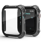 2-in-1 PC Rahmen + Displayschutzfolie aus gehärtetem Glas Schutzhülle, für Apple Watch Series 9 / 8 / 7 41mm, für Apple Watch Series 9 / 8 / 7 45mm