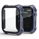 2-in-1 PC Rahmen + Displayschutzfolie aus gehärtetem Glas Schutzhülle, für Apple Watch Series 9 / 8 / 7 41mm, für Apple Watch Series 9 / 8 / 7 45mm