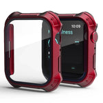 2-in-1 PC Rahmen + Displayschutzfolie aus gehärtetem Glas Schutzhülle, für Apple Watch Series 9 / 8 / 7 41mm, für Apple Watch Series 9 / 8 / 7 45mm