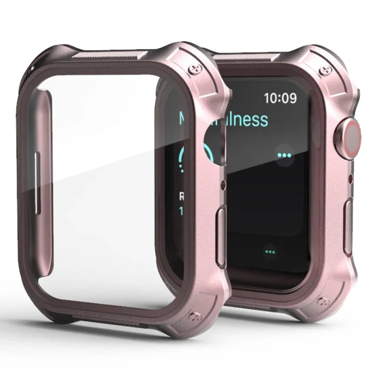 2-in-1 PC Rahmen + Displayschutzfolie aus gehärtetem Glas Schutzhülle, für Apple Watch Series 9 / 8 / 7 41mm, für Apple Watch Series 9 / 8 / 7 45mm
