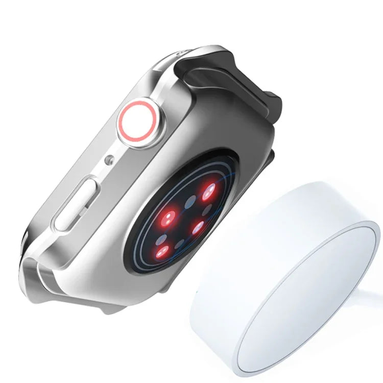 2-in-1 PC Rahmen + Displayschutzfolie aus gehärtetem Glas Schutzhülle, für Apple Watch Series 9 / 8 / 7 41mm, für Apple Watch Series 9 / 8 / 7 45mm