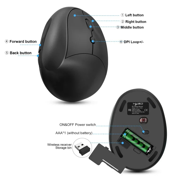 X10 2,4G Kabellose vertikale ergonomische Gaming-Maus, X10 (Schwarz), X10 (Grau)
