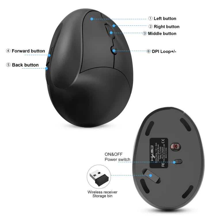 X10 2,4G Kabellose, wiederaufladbare, vertikale, ergonomische Gaming-Maus, X10 wiederaufladbar (Schwarz), X10 wiederaufladbar (Grau)