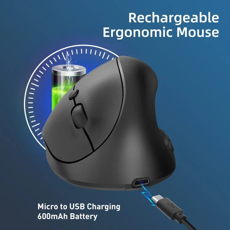 X10 2,4G Kabellose, wiederaufladbare, vertikale, ergonomische Gaming-Maus, X10 wiederaufladbar (Schwarz), X10 wiederaufladbar (Grau)