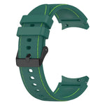 Leather texture silicone watch band for Samsung Galaxy, green color with bright stitching, adjustable length.