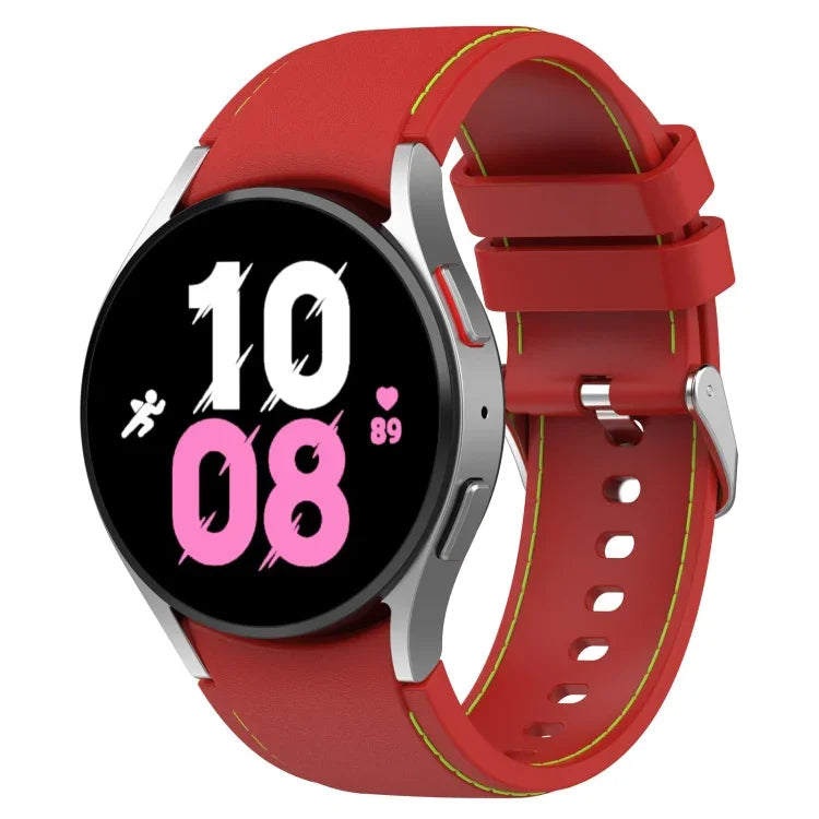 Universelles Silikonarmband in Lederoptik, für Samsung Galaxy Watch5 / Watch5 Pro / Watch4