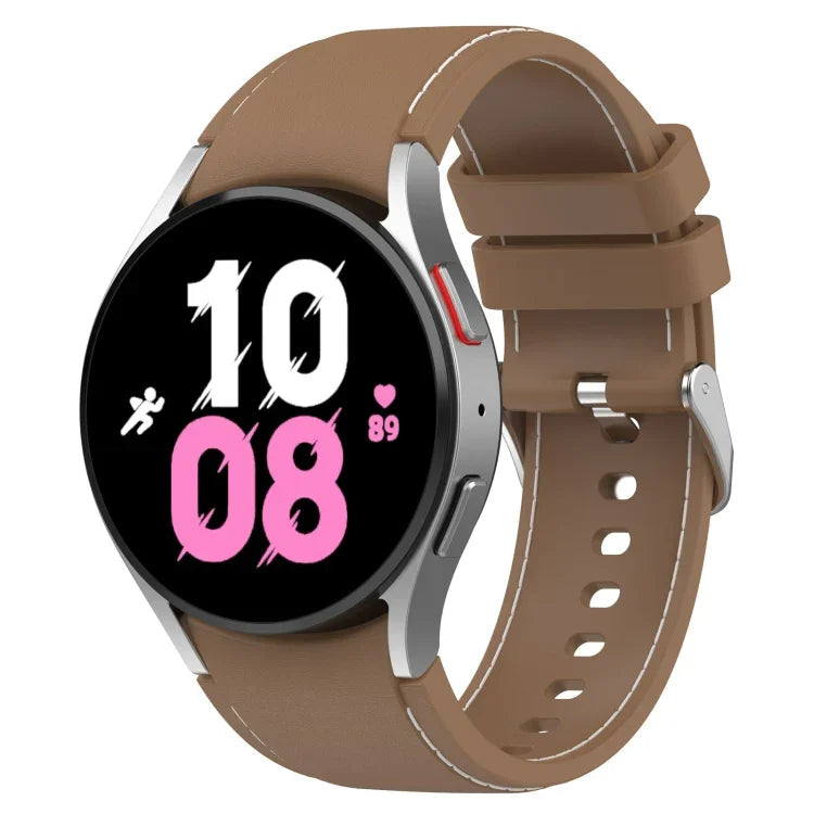 Universelles Silikonarmband in Lederoptik, für Samsung Galaxy Watch5 / Watch5 Pro / Watch4