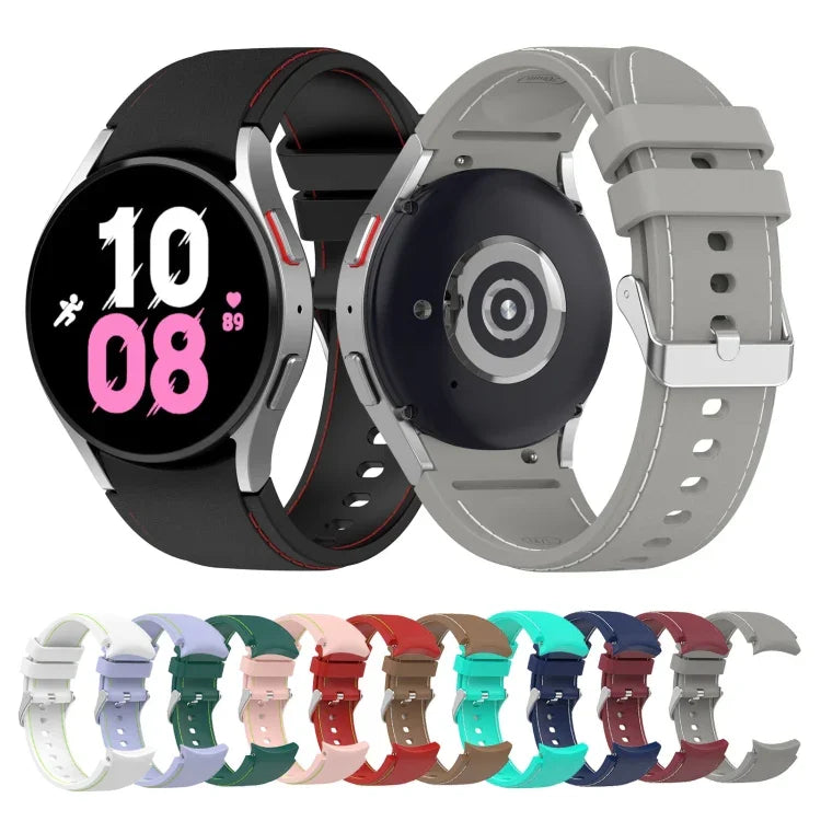 Universelles Silikonarmband in Lederoptik, für Samsung Galaxy Watch5 / Watch5 Pro / Watch4