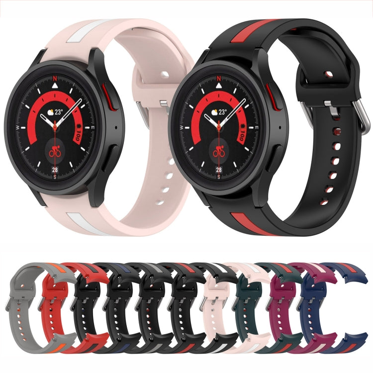 Zweifarbiges Streifen-Silikon-Armband, für Samsung Galaxy Watch5 / Watch5 Pro
