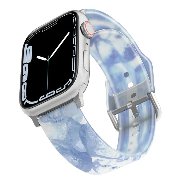 Mattiertes, durchscheinendes Silikonarmband für Apple Watch Series 7 (45 mm), 6, SE, 5 und 4 (44 mm), 3, 2 und 1 (42 mm), 7 (41 mm), 6, SE, 5 und 4 (40 mm) sowie 3, 2 und 1 (38 mm)