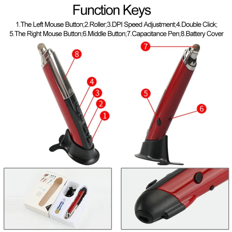 PR-08 Multifunktionale kabellose Bluetooth-Stiftmaus Kapazitive Stiftmaus, 4 Tasten (Weiß), 4 Tasten (Blau), 4 Tasten (Grau), 4 Tasten (Rot), 4 Tasten (Schwarz)