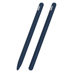 3 in 1 Striped Liquid Silicone Stylus Case with Two Tip Caps, For Apple Pencil 1, For Apple Pencil 2