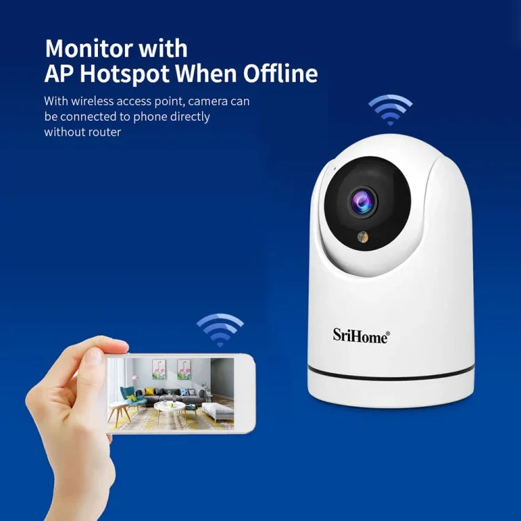SriHome SH042 2,0 MP 1080P HD KI-WLAN-Schwenk-Neige-Überwachungskamera, SH042