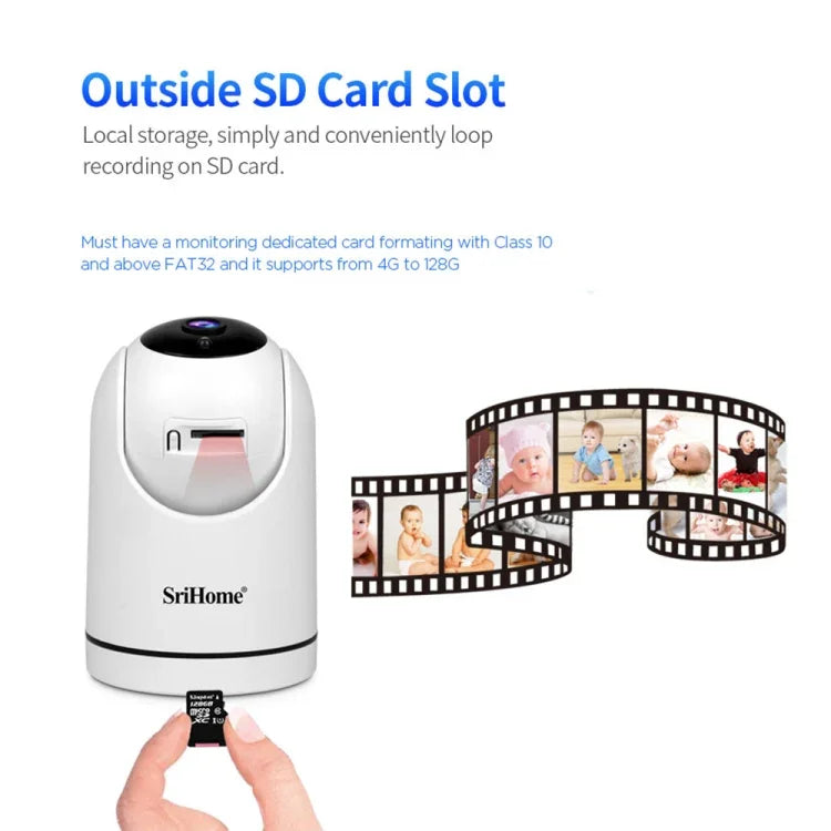 SriHome SH042 2,0 MP 1080P HD KI-WLAN-Schwenk-Neige-Überwachungskamera, SH042