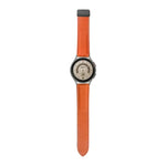 Für Samsung Galaxy Watch5 40 mm / 44 mm: Armband aus echtem, litschifarbenem Leder, schwarze und silberne Schließe
