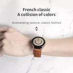 Für Samsung Galaxy Watch5 40 mm / 44 mm: Armband aus echtem, litschifarbenem Leder, schwarze und silberne Schließe