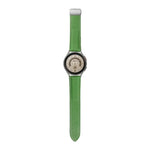 Für Samsung Galaxy Watch5 40 mm / 44 mm: Armband aus echtem, litschifarbenem Leder, schwarze und silberne Schließe