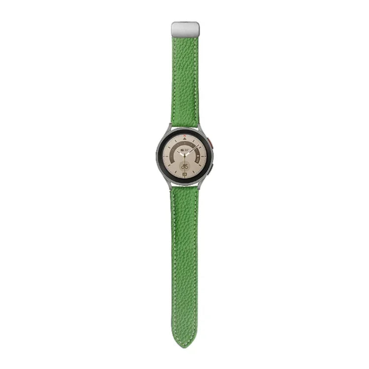 Für Samsung Galaxy Watch5 40 mm / 44 mm: Armband aus echtem, litschifarbenem Leder, schwarze und silberne Schließe