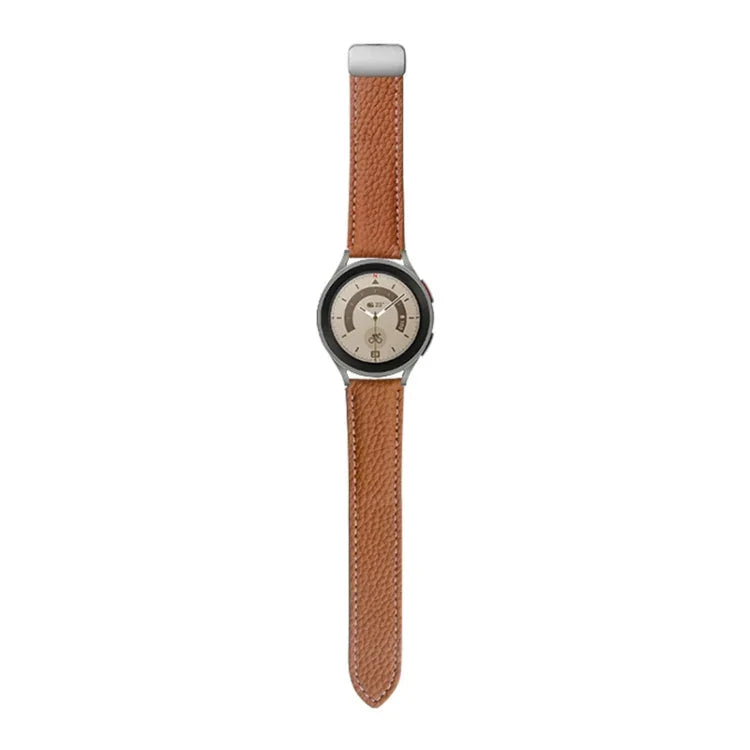 Für Samsung Galaxy Watch5 40 mm / 44 mm: Armband aus echtem, litschifarbenem Leder, schwarze und silberne Schließe