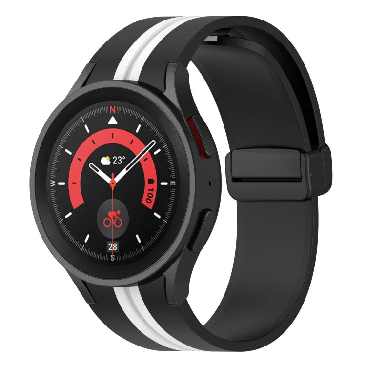 Zweifarbiges Silikonarmband mit Streifenmuster, für Samsung Galaxy Watch5 Pro