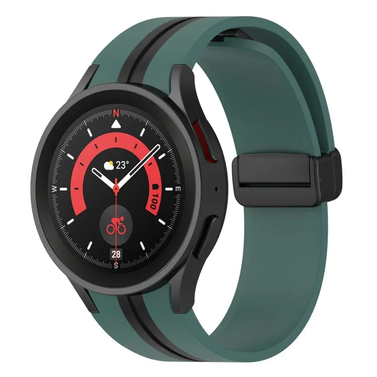 Two-color Stripe Silicone Watch Band, For Samsung Galaxy Watch5 Pro